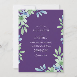 Convites Casamento de Eucalipto com Folhagem Violeta Intens