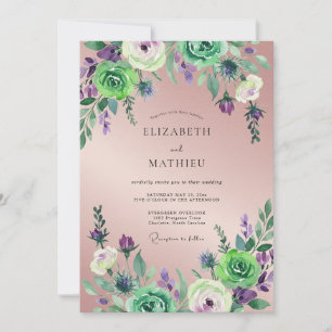 Convites Casamento de Eucalipto com Folhagem Violeta Malva