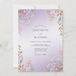 Convites Casamento de Eucalipto com Galho de Cobre Âmbar