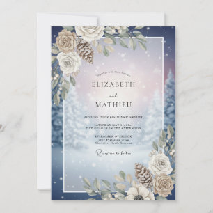 Convites Casamento de Eucalipto com Pinha de Meia-Noite Gre