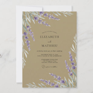 Convites Casamento de Eucalipto com Ramalhete de Lavanda Be