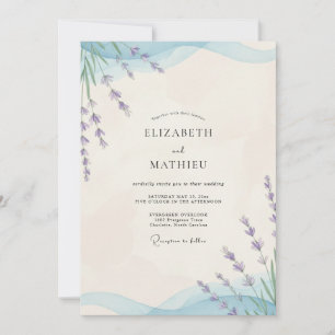 Convites Casamento de Eucalipto com Ramalhete de Lavanda e