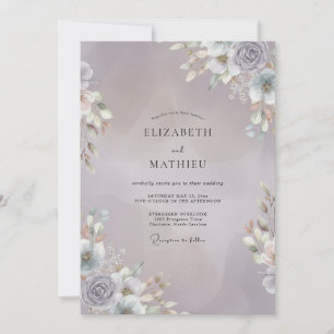 Convites Casamento de Eucalipto com Ramalhete de Prata Rosa