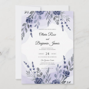 Convites Casamento de Eucalipto com Ramalhete Violeta e Vio
