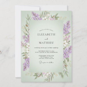 Convites Casamento de Eucalipto com Ramalhete Violeta Pistá