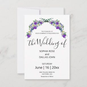 Convites Casamento de eucalipto com violetas roxas lavandas