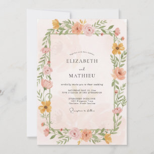 Convites Casamento de Eucalipto Coral Golden Sprig