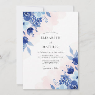 Convites Casamento de Eucalipto Cornflower Blush Safira