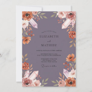 Convites Casamento de Eucalipto Cristal Roxo Empoeirado