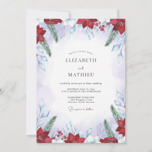 Convites Casamento de Eucalipto de Inverno Poinsettia Carme