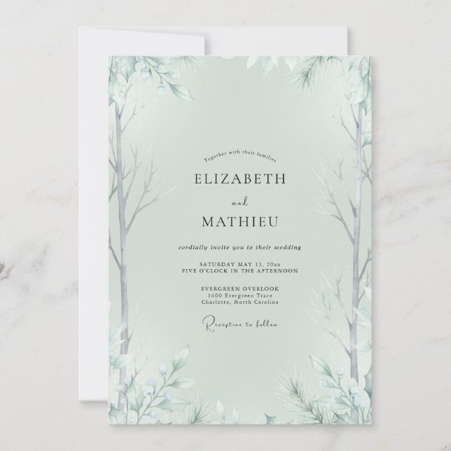 Convites Casamento de Eucalipto de Salgueiro de Hortelã Pál (Frente)