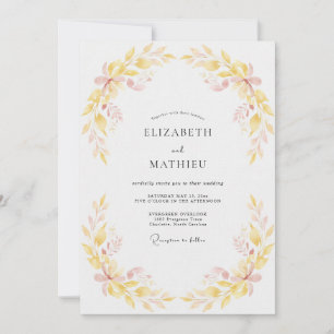 Convites Casamento de Eucalipto Desbotado com Folhagem Amar