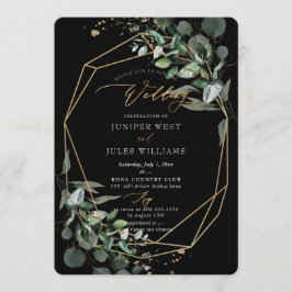 Convites Casamento de Eucalipto Dourado Verde PixDezines H2