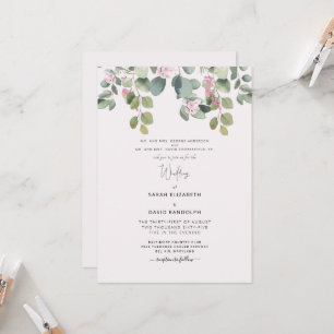Convites Casamento de Eucalipto e Rosa Rosa para os Pais