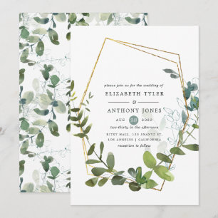 Convites Casamento de Eucalipto em Aquarela