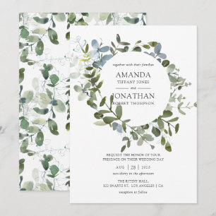 Convites Casamento de Eucalipto em Aquarela