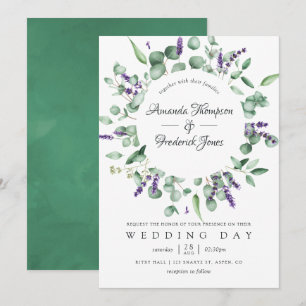 Convites Casamento de eucalipto em aquarela com verdejante
