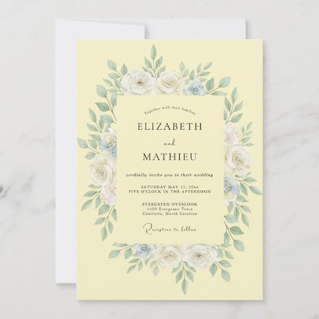 Convites Casamento de Eucalipto Empoeirado com Folhagem Ama (Frente)
