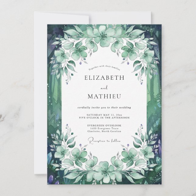 Convites Casamento de Eucalipto Esmeralda (Frente)