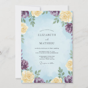 Convites Casamento de Eucalipto Flor Violeta Azure