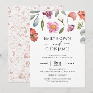 Convites Casamento de Eucalipto Floral Elegante