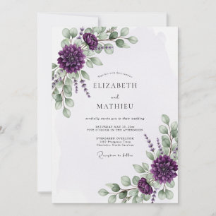 Convites Casamento de Eucalipto Florescendo Roxo