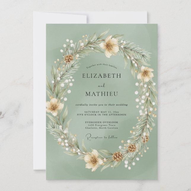 Convites Casamento de Eucalipto Floresta de Pinheiro Menta (Frente)