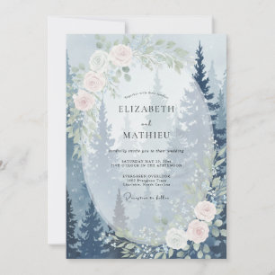 Convites Casamento de Eucalipto Florestal Rosa Gelado