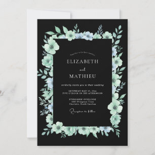 Convites Casamento de Eucalipto Folhagem Água Meia-Noite