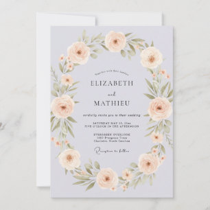 Convites Casamento de Eucalipto Folhagem Alperce Periwinkle