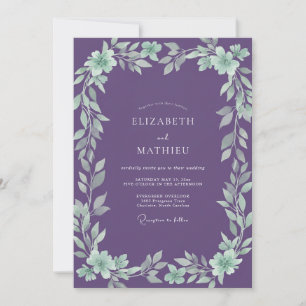 Convites Casamento de Eucalipto Folhagem Ameixa Menta