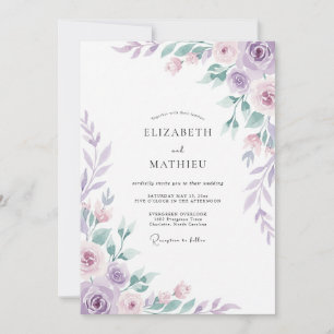Convites Casamento de Eucalipto Folhagem Ameixa Pastel