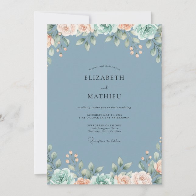 Convites Casamento de Eucalipto Folhagem Apricot Aço (Frente)