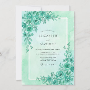 Convites Casamento de Eucalipto Folhagem Aqua Espuma do Mar