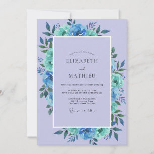Convites Casamento de Eucalipto Folhagem Aqua Periwinkle