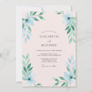 Convites Casamento de Eucalipto Folhagem Azul Espuma do Mar