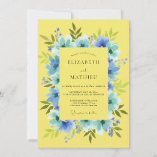 Convites Casamento de Eucalipto Folhagem Azul Limão