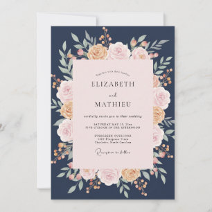 Convites Casamento de Eucalipto Folhagem Blush Meia-Noite