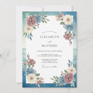Convites Casamento de Eucalipto Folhagem Burgundy Aço