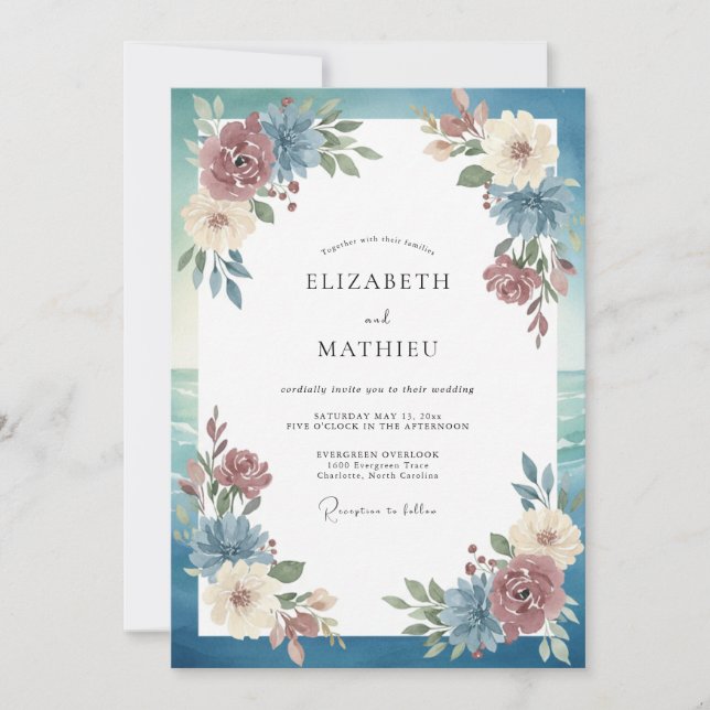 Convites Casamento de Eucalipto Folhagem Burgundy Aço (Frente)
