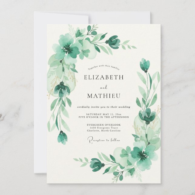 Convites Casamento de Eucalipto Folhagem Celadon Espuma do  (Frente)