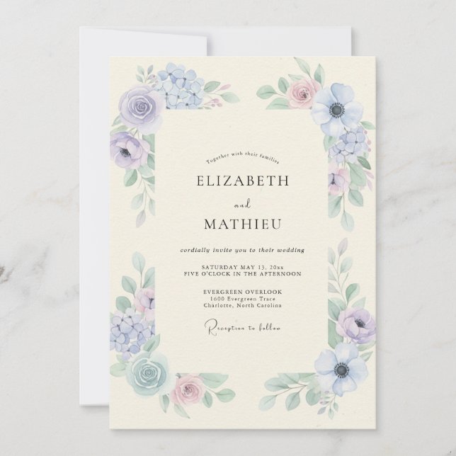 Convites Casamento de Eucalipto Folhagem Centáurea Cornflor (Frente)