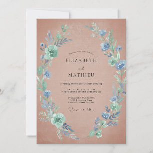 Convites Casamento de Eucalipto Folhagem Centáurea Terracot