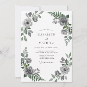 Convites Casamento de Eucalipto Folhagem Cinza Prata