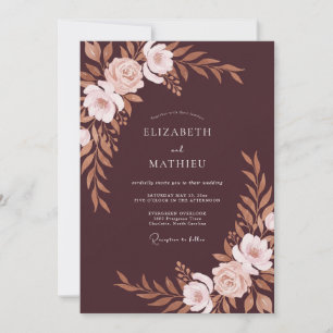 Convites Casamento de Eucalipto Folhagem Cobre Marrom