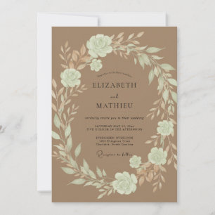 Convites Casamento de Eucalipto Folhagem Creme Bege