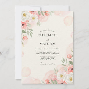 Convites Casamento de Eucalipto Folhagem Creme Coral