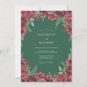 Convites Casamento de Eucalipto Folhagem Esmeralda Rubi