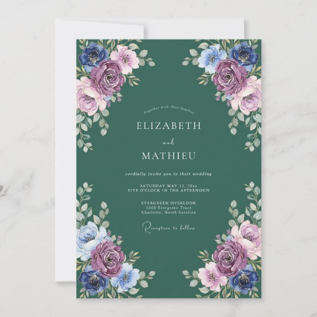 Convites Casamento de Eucalipto Folhagem Floresta de Ámbar (Frente)