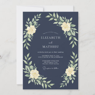 Convites Casamento de Eucalipto Folhagem Índigo Meia-Noite